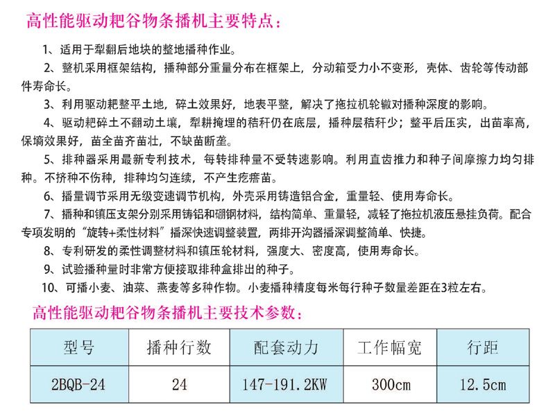 2BQB-24型高性能驅(qū)動耙谷物條播機